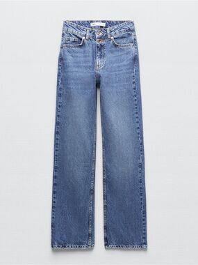 Zara Light Blue Straight-Leg Jeans